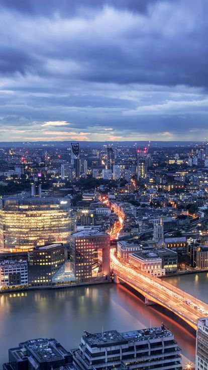 View of London city skyline and the Shard