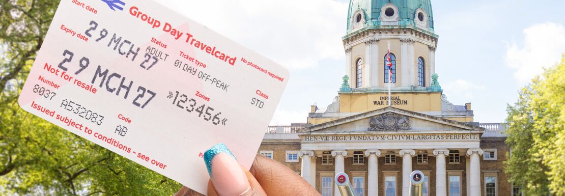 Group Day Travelcards shown next to a popular group destination The Imperial War Museum